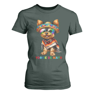 Yorkie De Mayo T Shirt For Women Cinco De Mayo Dog Lover TS12 Dark Forest Green Print Your Wear