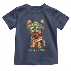 Yorkie De Mayo Toddler T Shirt Cinco De Mayo Dog Lover TS12 Navy Print Your Wear