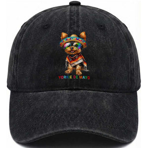Yorkie De Mayo Washed Cotton Baseball Cap Cinco De Mayo Dog Lover TS12 Print Your Wear