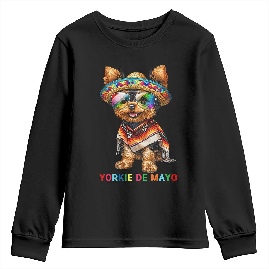 Yorkie De Mayo Youth Sweatshirt Cinco De Mayo Dog Lover TS12 Black Print Your Wear