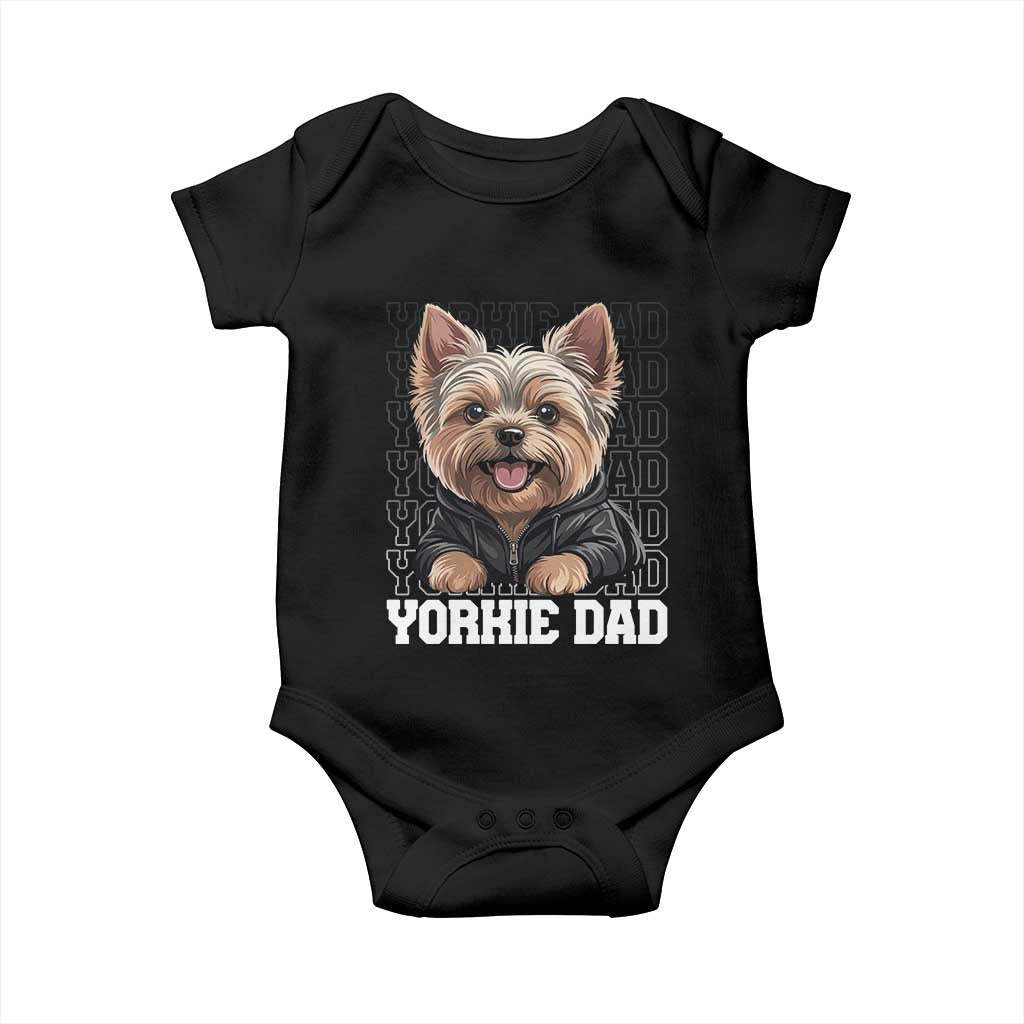 Proud Yorkshire Terrier Dad Baby Onesie Fathers Day Dog Lover Gift TS12 Black Print Your Wear