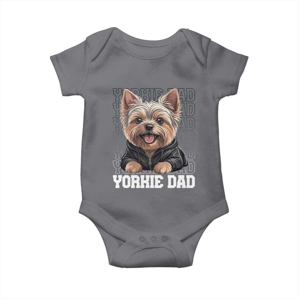 Proud Yorkshire Terrier Dad Baby Onesie Fathers Day Dog Lover Gift TS12 Charcoal Print Your Wear