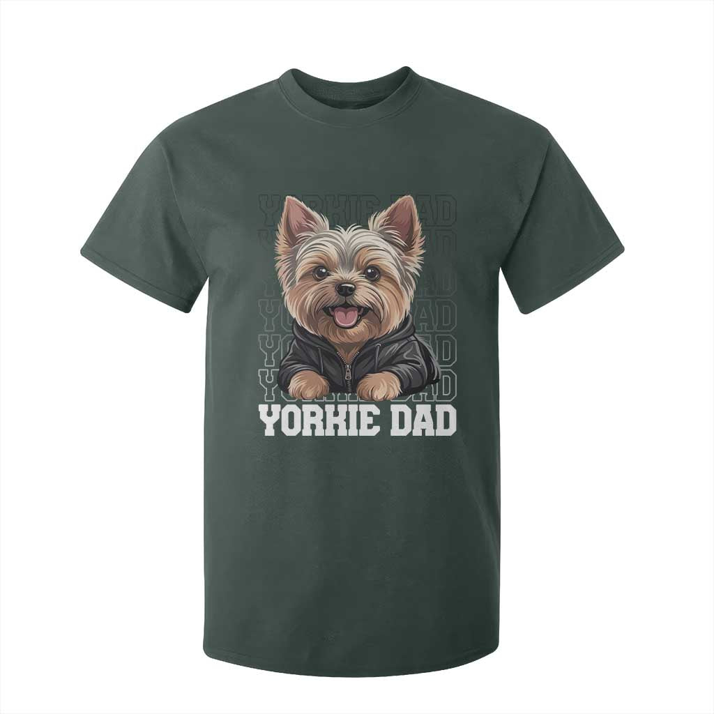 Proud Yorkshire Terrier Dad T Shirt For Kid Fathers Day Dog Lover Gift TS12 Dark Forest Green Print Your Wear