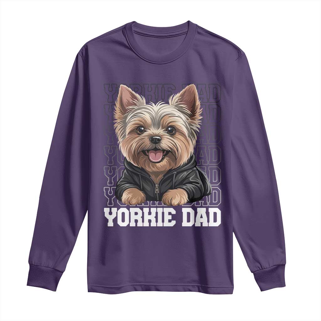 Proud Yorkshire Terrier Dad Long Sleeve Shirt Fathers Day Dog Lover Gift TS12 Purple Print Your Wear