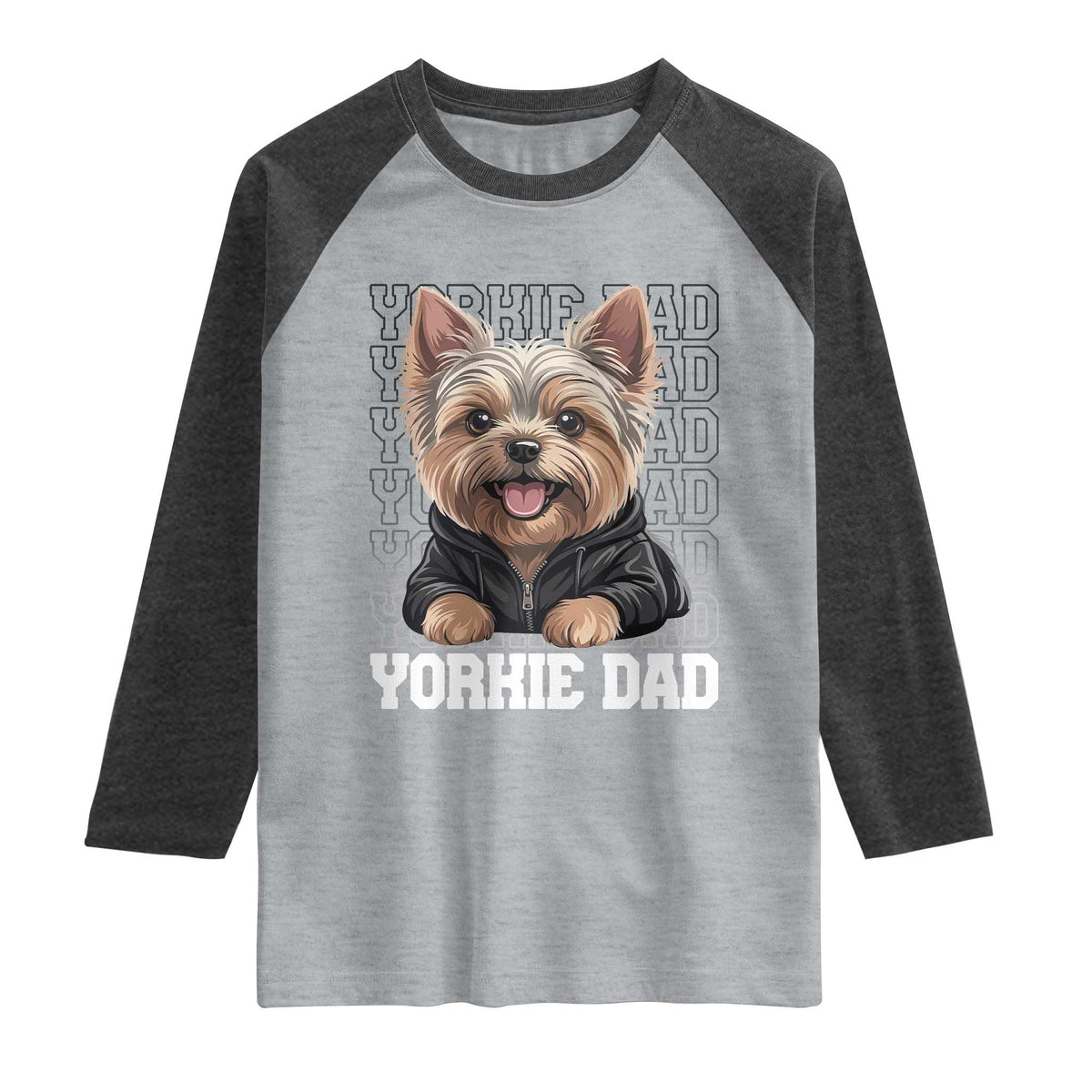 Proud Yorkshire Terrier Dad Raglan Shirt Fathers Day Dog Lover Gift TS12 Heather Gray Heather Charcoal Print Your Wear