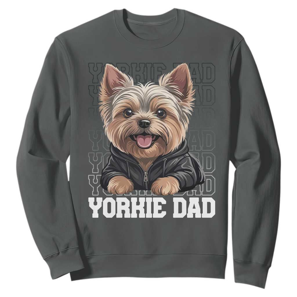 Proud Yorkshire Terrier Dad Sweatshirt Fathers Day Dog Lover Gift TS12 Dark Heather Print Your Wear
