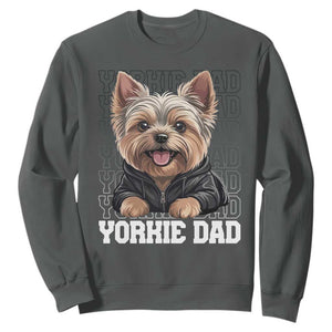 Proud Yorkshire Terrier Dad Sweatshirt Fathers Day Dog Lover Gift TS12 Dark Heather Print Your Wear