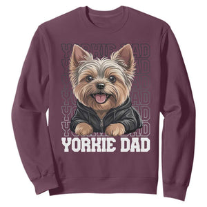 Proud Yorkshire Terrier Dad Sweatshirt Fathers Day Dog Lover Gift TS12 Maroon Print Your Wear