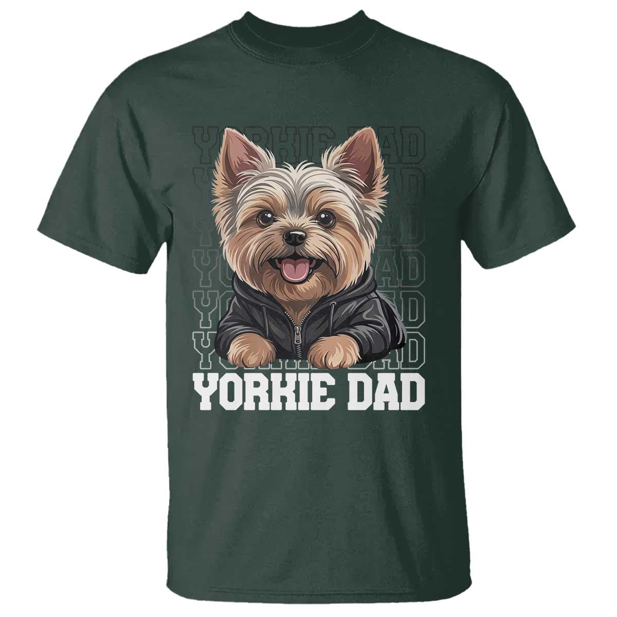 Proud Yorkshire Terrier Dad T Shirt Fathers Day Dog Lover Gift TS12 Dark Forest Green Print Your Wear