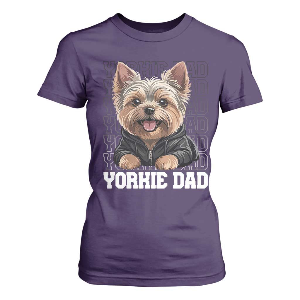 Proud Yorkshire Terrier Dad T Shirt For Women Fathers Day Dog Lover Gift TS12 Purple Print Your Wear