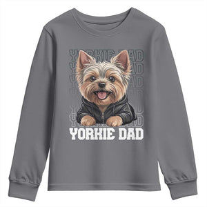 Proud Yorkshire Terrier Dad Youth Sweatshirt Fathers Day Dog Lover Gift TS12 Charcoal Print Your Wear