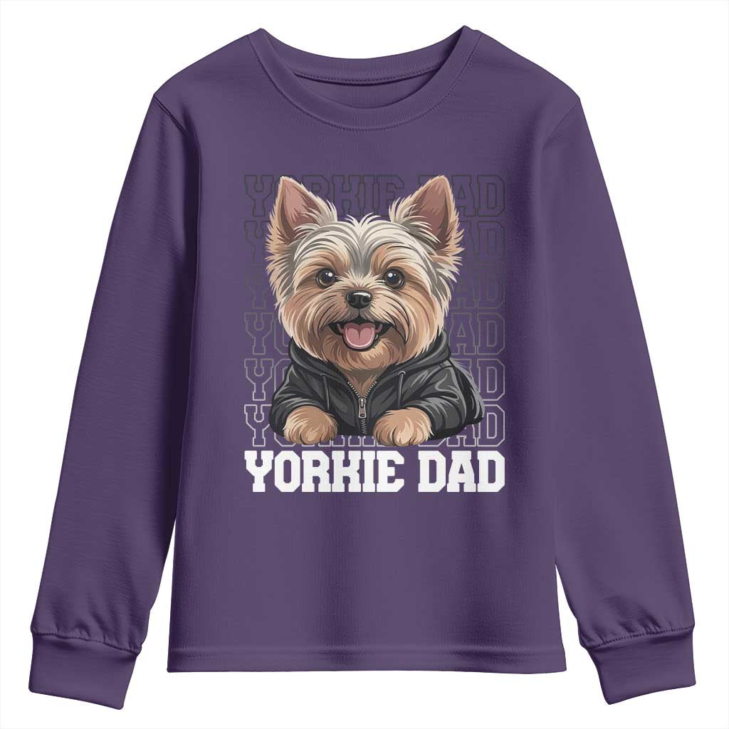 Proud Yorkshire Terrier Dad Youth Sweatshirt Fathers Day Dog Lover Gift TS12 Purple Print Your Wear