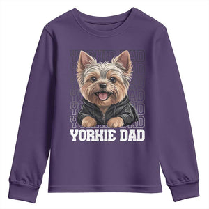 Proud Yorkshire Terrier Dad Youth Sweatshirt Fathers Day Dog Lover Gift TS12 Purple Print Your Wear