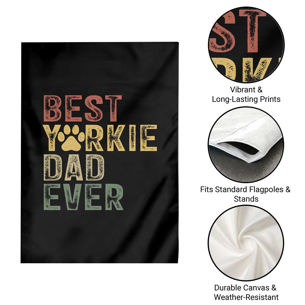 Best Yorkie Dad Ever Garden Flag Retro Vintage Yorkshire Terrier Gift TS12 Print Your Wear