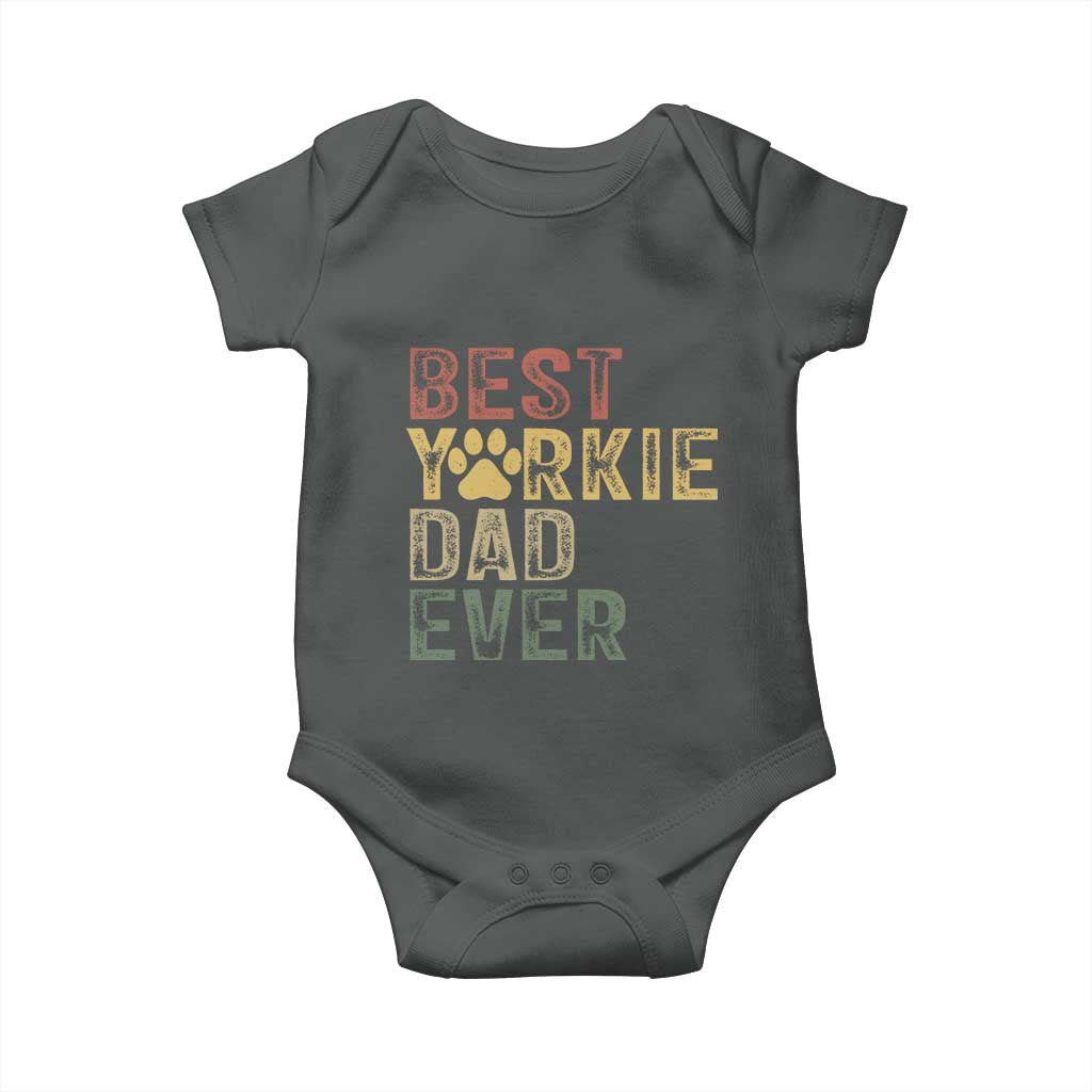 Best Yorkie Dad Ever Baby Onesie Retro Vintage Yorkshire Terrier Gift TS12 Dark Heather Print Your Wear