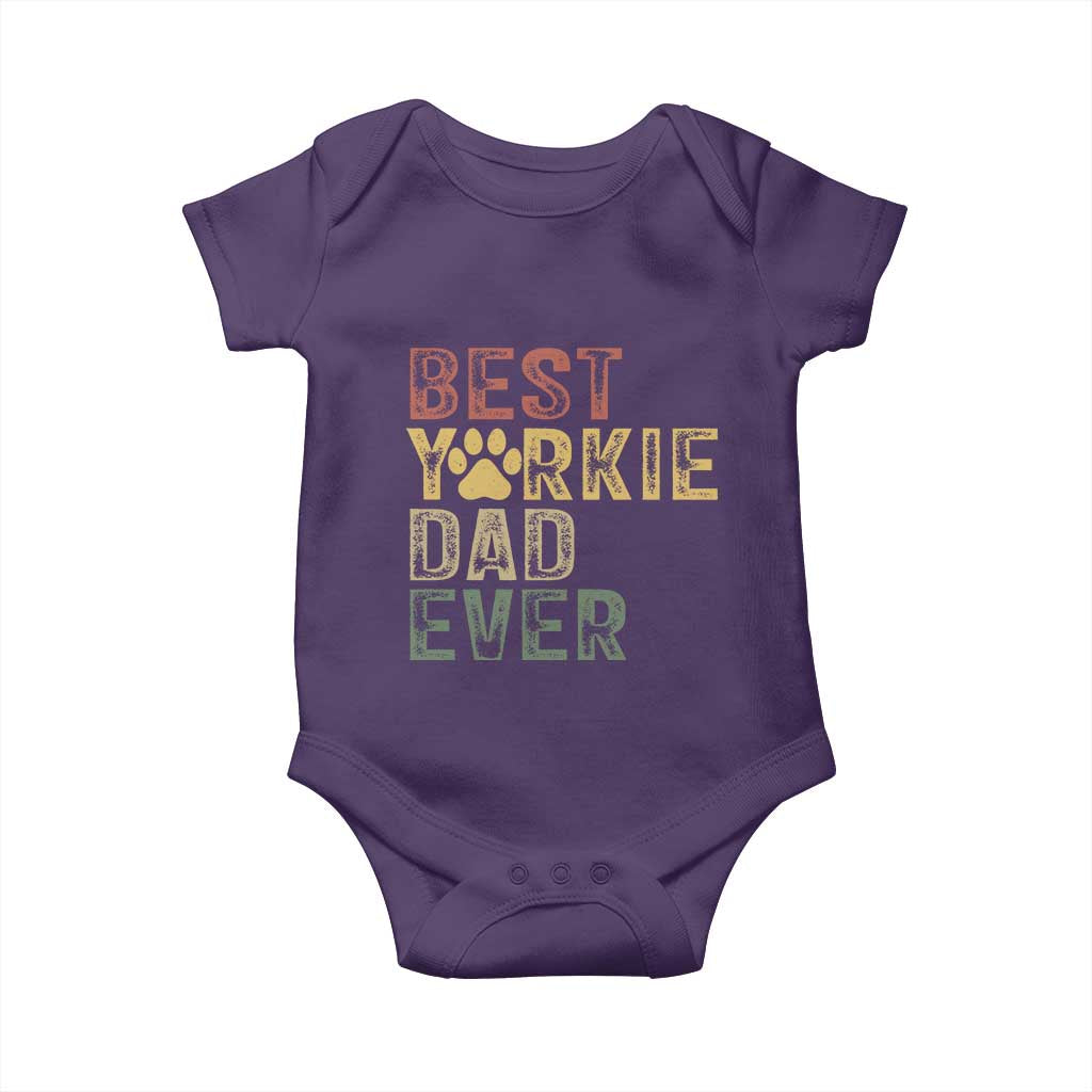 Best Yorkie Dad Ever Baby Onesie Retro Vintage Yorkshire Terrier Gift TS12 Purple Print Your Wear