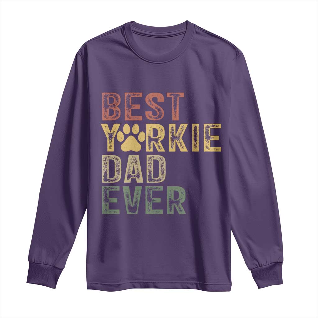 Best Yorkie Dad Ever Long Sleeve Shirt Retro Vintage Yorkshire Terrier Gift TS12 Purple Print Your Wear