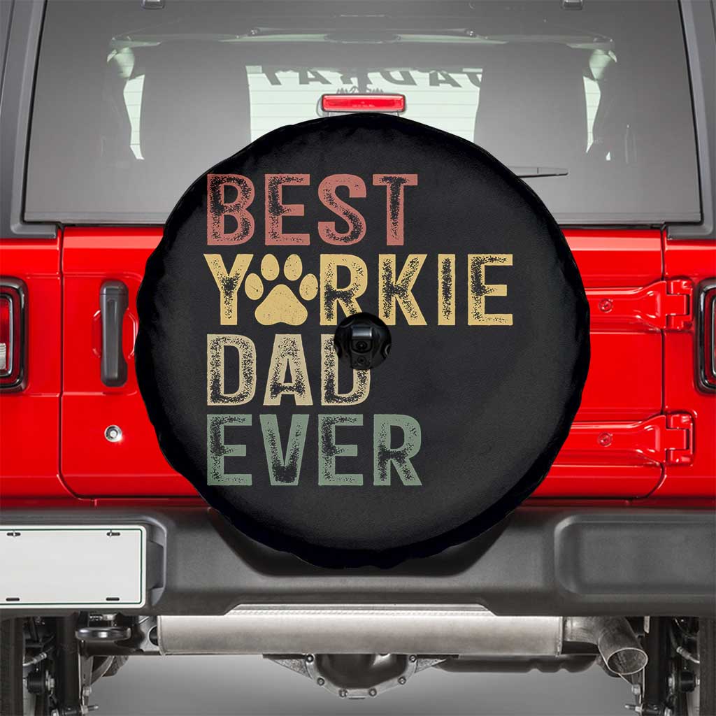 Best Yorkie Dad Ever Spare Tire Cover Retro Vintage Yorkshire Terrier Gift TS12 Black Print Your Wear