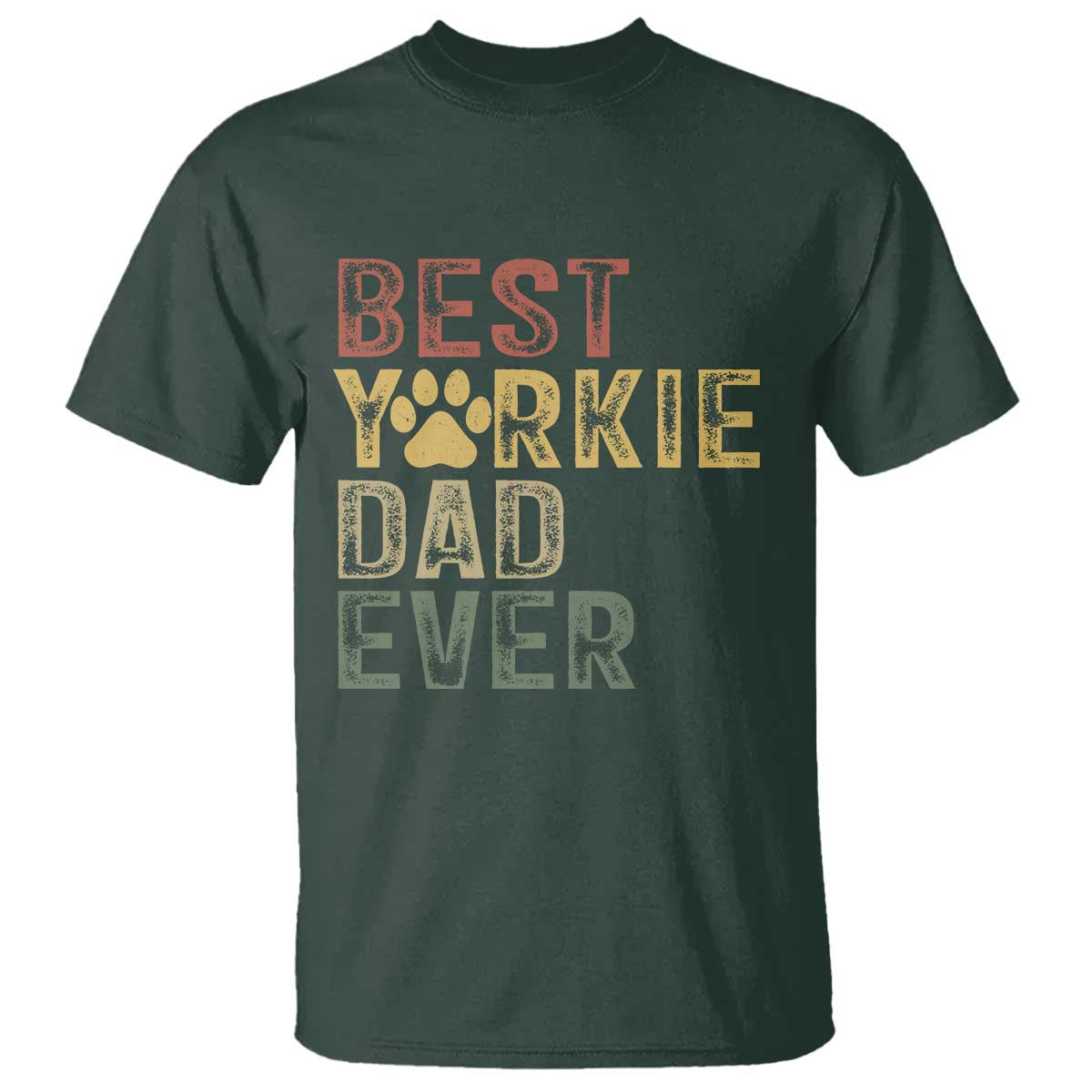 Best Yorkie Dad Ever T Shirt Retro Vintage Yorkshire Terrier Gift TS12 Dark Forest Green Print Your Wear