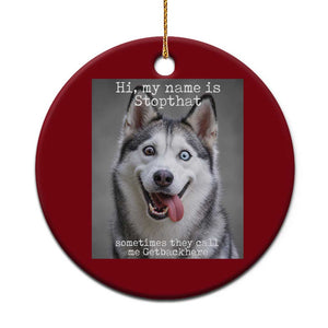 Funny Siberian Husky Meme Ceramic Ornament My Name Is Stop That TS12 1pc Red Print Your Wear