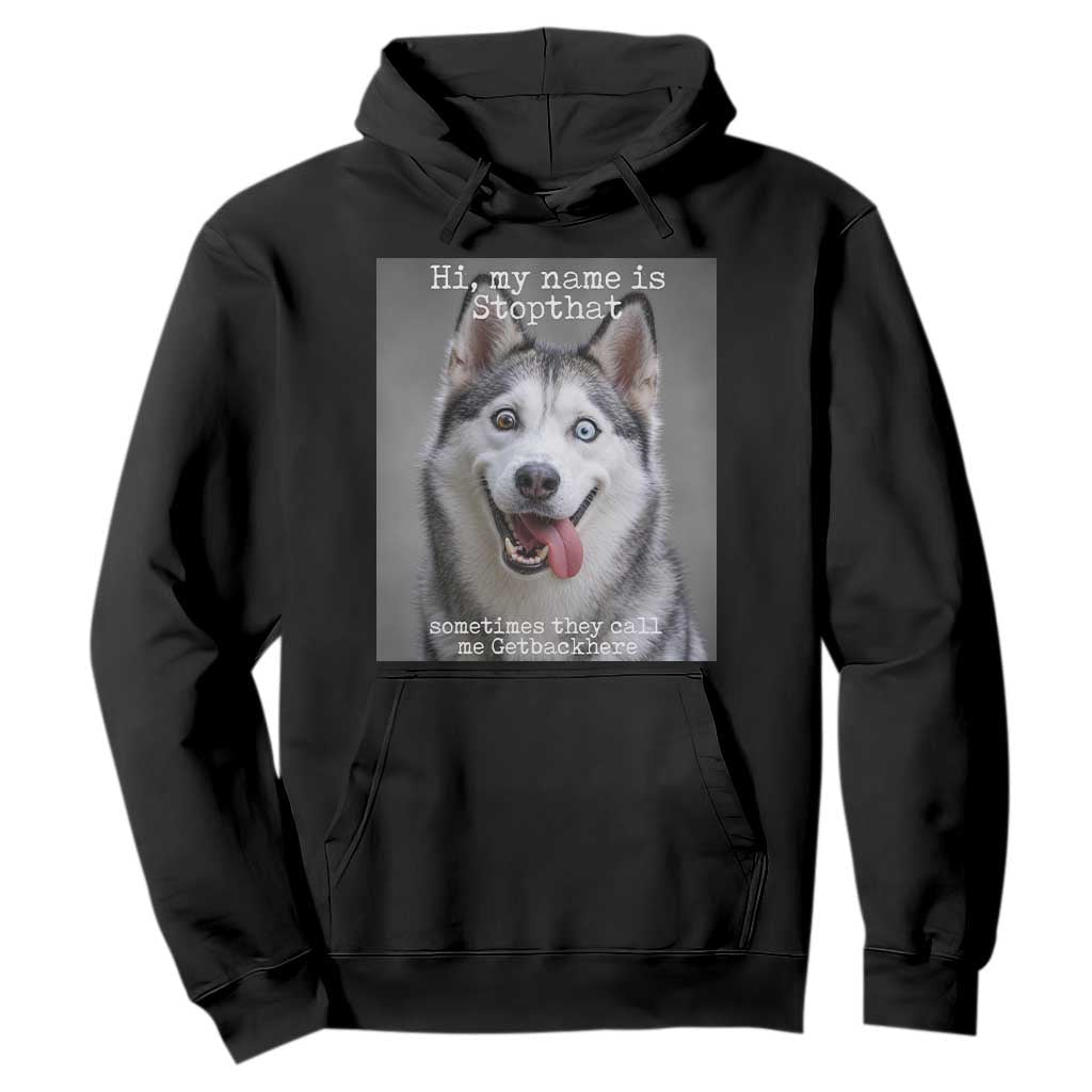 Funny Siberian Husky Meme Hoodie My Name Is Stop That TS12 Black Print Your Wear