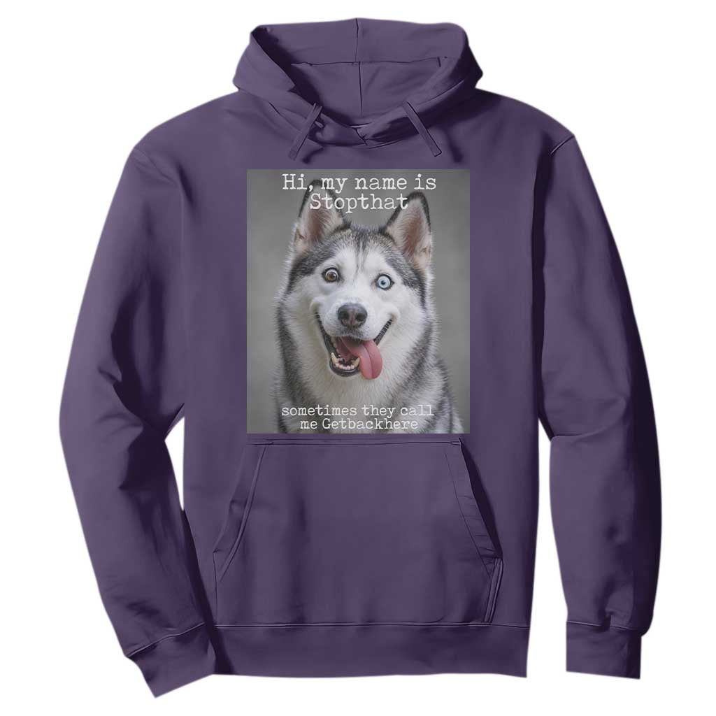 Funny Siberian Husky Meme Hoodie My Name Is Stop That TS12 Purple Print Your Wear
