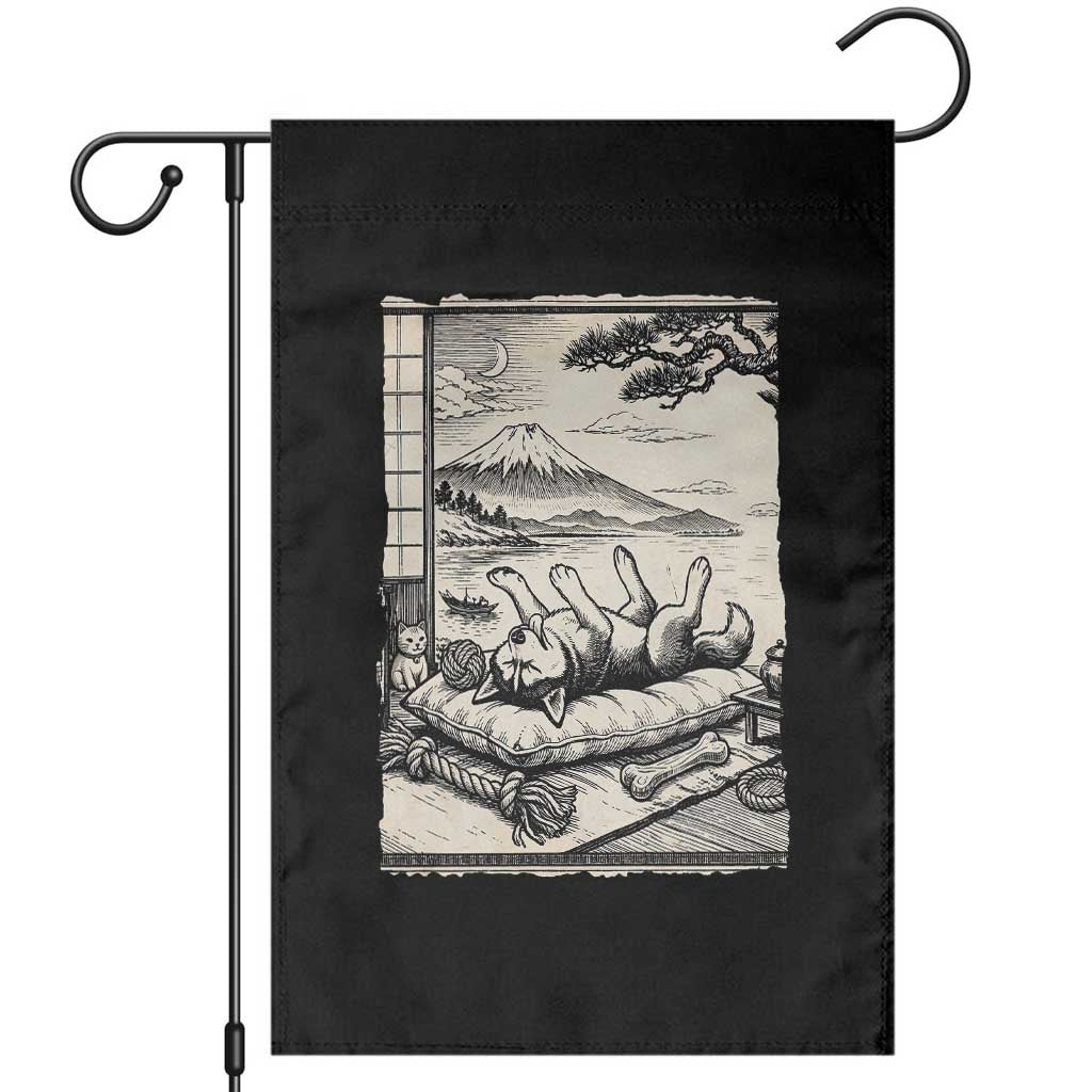 Vintage Japanese Ukiyoe Siberian Husky Garden Flag Cute Sleeping Animal Gift TS12 Black Print Your Wear