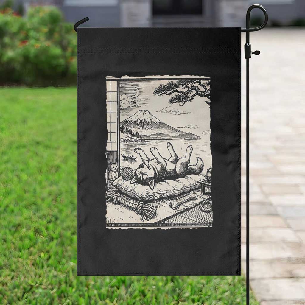 Vintage Japanese Ukiyoe Siberian Husky Garden Flag Cute Sleeping Animal Gift TS12 Print Your Wear