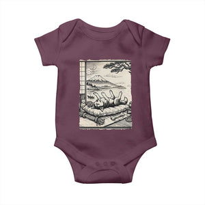 Vintage Japanese Ukiyoe Siberian Husky Baby Onesie Cute Sleeping Animal Gift TS12 Maroon Print Your Wear