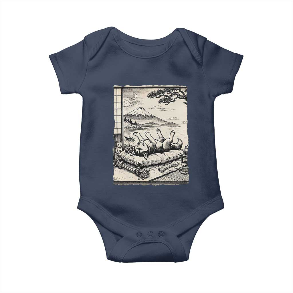 Vintage Japanese Ukiyoe Siberian Husky Baby Onesie Cute Sleeping Animal Gift TS12 Navy Print Your Wear