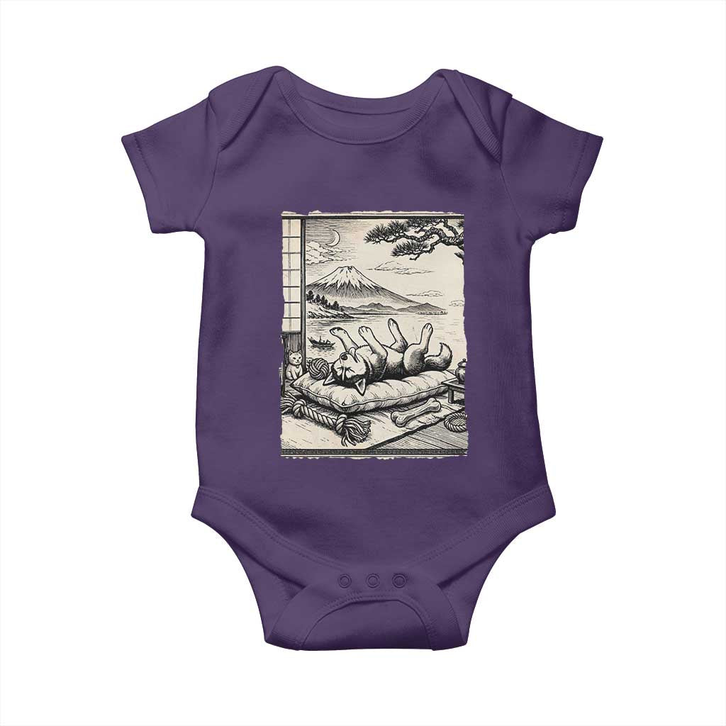 Vintage Japanese Ukiyoe Siberian Husky Baby Onesie Cute Sleeping Animal Gift TS12 Purple Print Your Wear