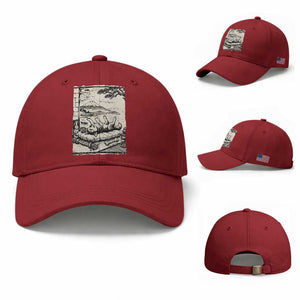 Vintage Japanese Ukiyoe Siberian Husky Baseball Cap Cute Sleeping Animal Gift TS12 Baseball Cap Universal Fit Cherry Red Print Your Wear