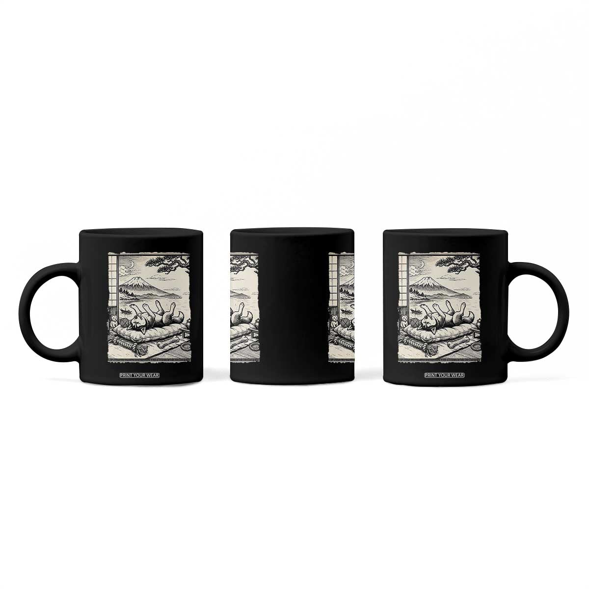Vintage Japanese Ukiyoe Siberian Husky Coffee Mug Cute Sleeping Animal Gift TS12 Print Your Wear