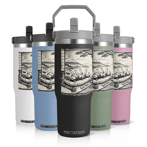 Vintage Japanese Ukiyoe Siberian Husky Flip Straw Tumbler Cute Sleeping Animal Gift TS12 Print Your Wear