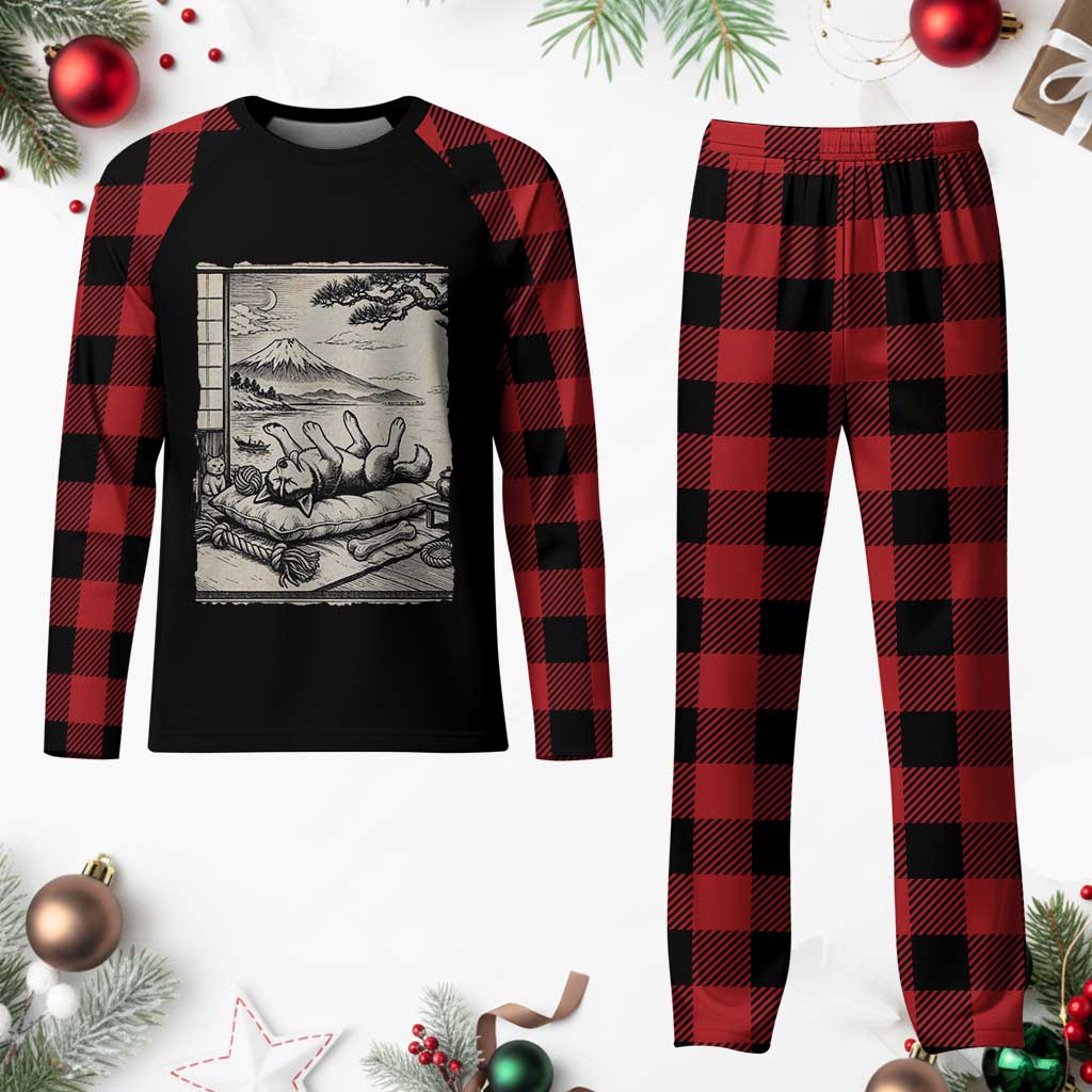 Vintage Japanese Ukiyoe Siberian Husky Plaid Pajama Set Cute Sleeping Animal Gift TS12 Buffalo Plaid Print Your Wear