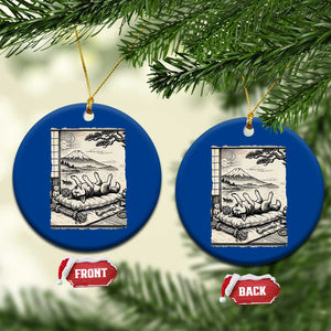 Vintage Japanese Ukiyoe Siberian Husky Ceramic Ornament Cute Sleeping Animal Gift TS12 1pc Blue Print Your Wear