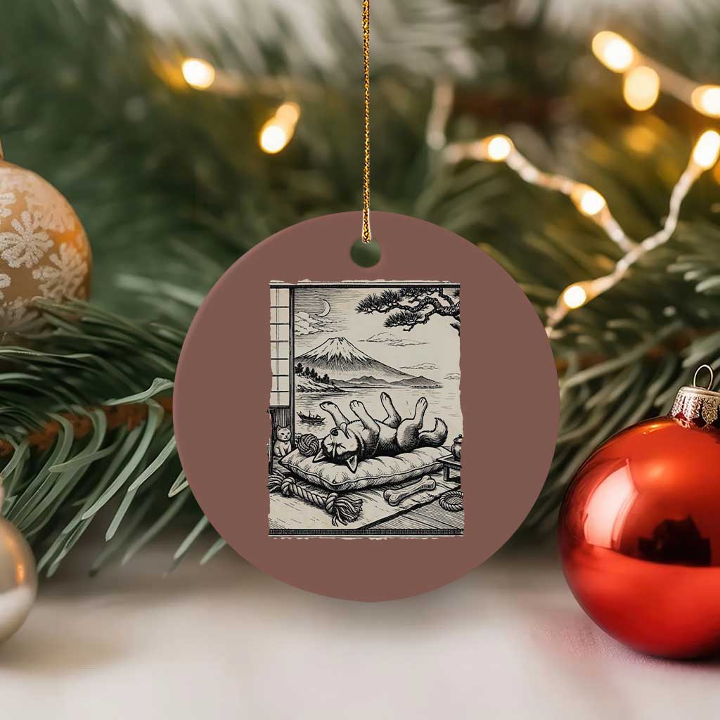 Vintage Japanese Ukiyoe Siberian Husky Ceramic Ornament Cute Sleeping Animal Gift TS12 1pc Mocha Print Your Wear