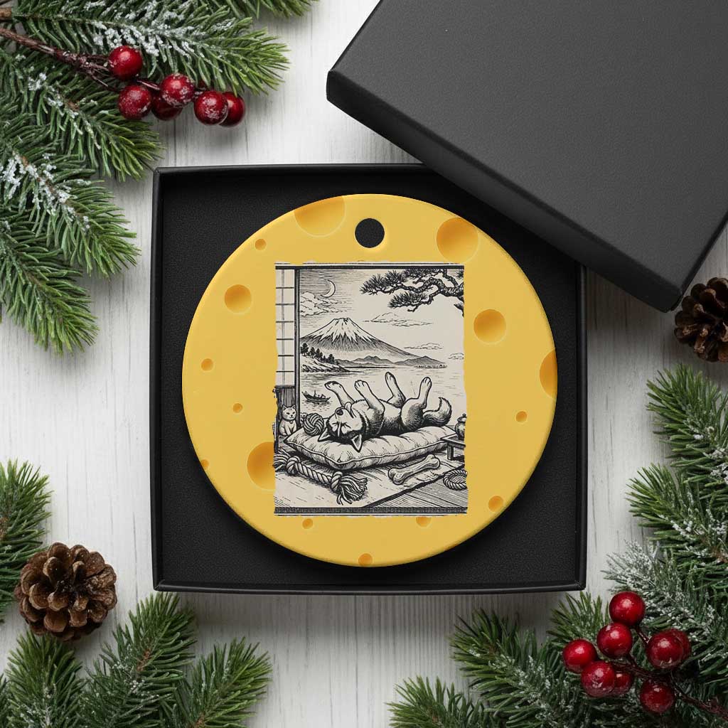 Vintage Japanese Ukiyoe Siberian Husky Ceramic Ornament Cute Sleeping Animal Gift TS12 1pc Yellow Cheese Print Your Wear