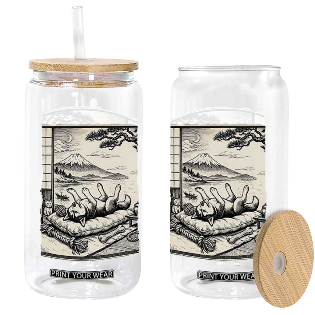 Vintage Japanese Ukiyoe Siberian Husky Glass Can Cute Sleeping Animal Gift TS12 Print Your Wear