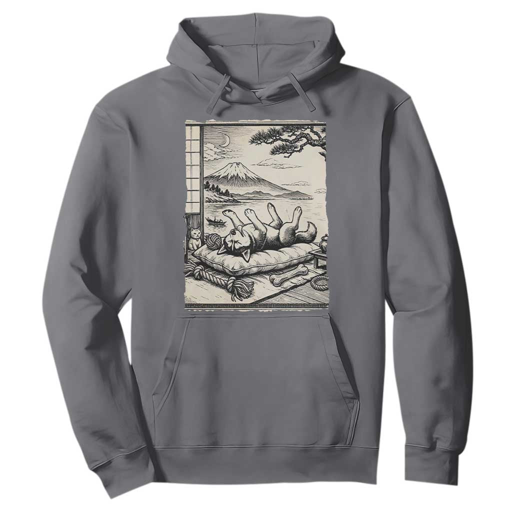 Vintage Japanese Ukiyoe Siberian Husky Hoodie Cute Sleeping Animal Gift TS12 Charcoal Print Your Wear