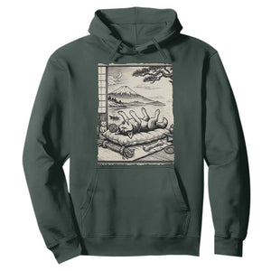 Vintage Japanese Ukiyoe Siberian Husky Hoodie Cute Sleeping Animal Gift TS12 Dark Forest Green Print Your Wear
