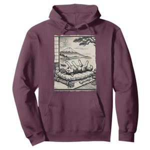 Vintage Japanese Ukiyoe Siberian Husky Hoodie Cute Sleeping Animal Gift TS12 Maroon Print Your Wear