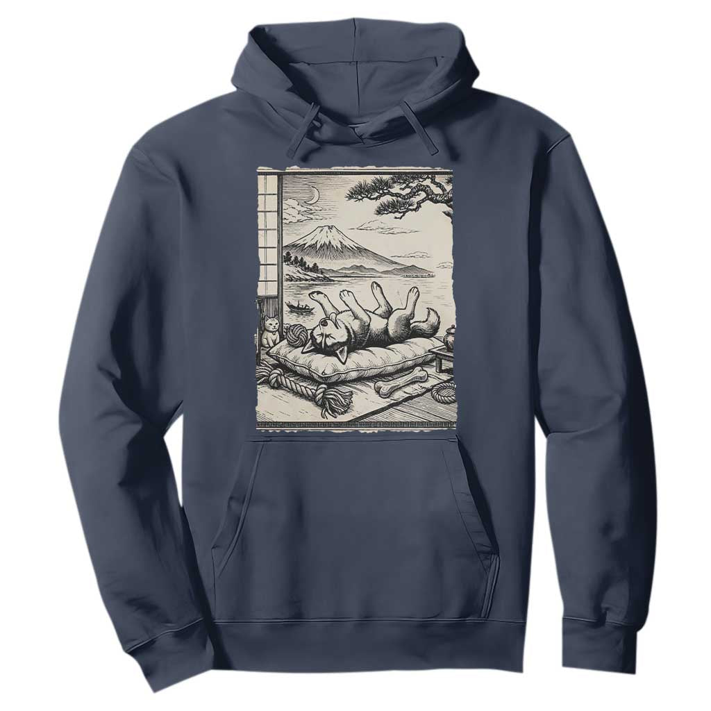 Vintage Japanese Ukiyoe Siberian Husky Hoodie Cute Sleeping Animal Gift TS12 Navy Print Your Wear