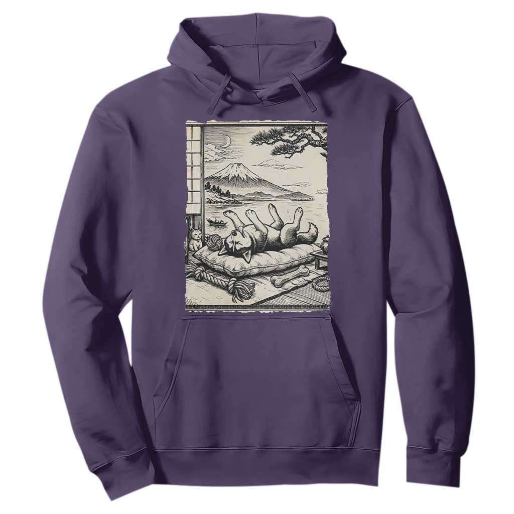 Vintage Japanese Ukiyoe Siberian Husky Hoodie Cute Sleeping Animal Gift TS12 Purple Print Your Wear