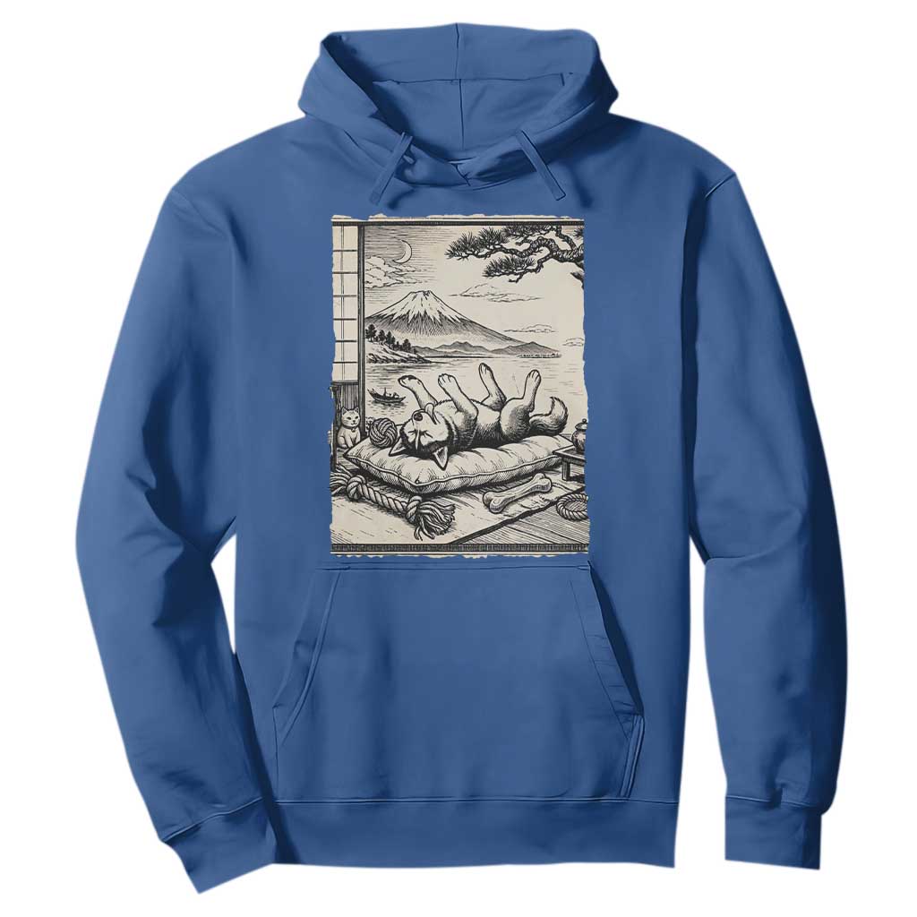 Vintage Japanese Ukiyoe Siberian Husky Hoodie Cute Sleeping Animal Gift TS12 Royal Blue Print Your Wear
