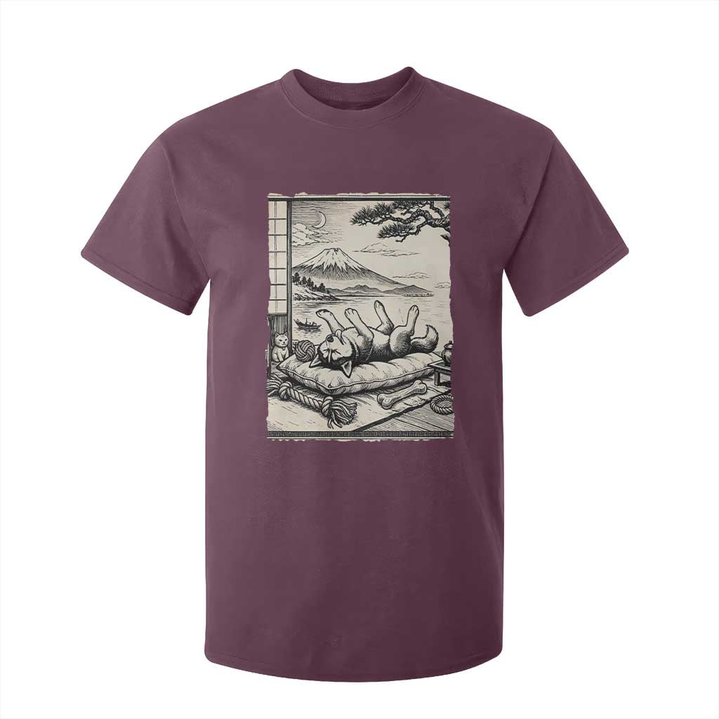 Vintage Japanese Ukiyoe Siberian Husky T Shirt For Kid Cute Sleeping Animal Gift TS12 Maroon Print Your Wear