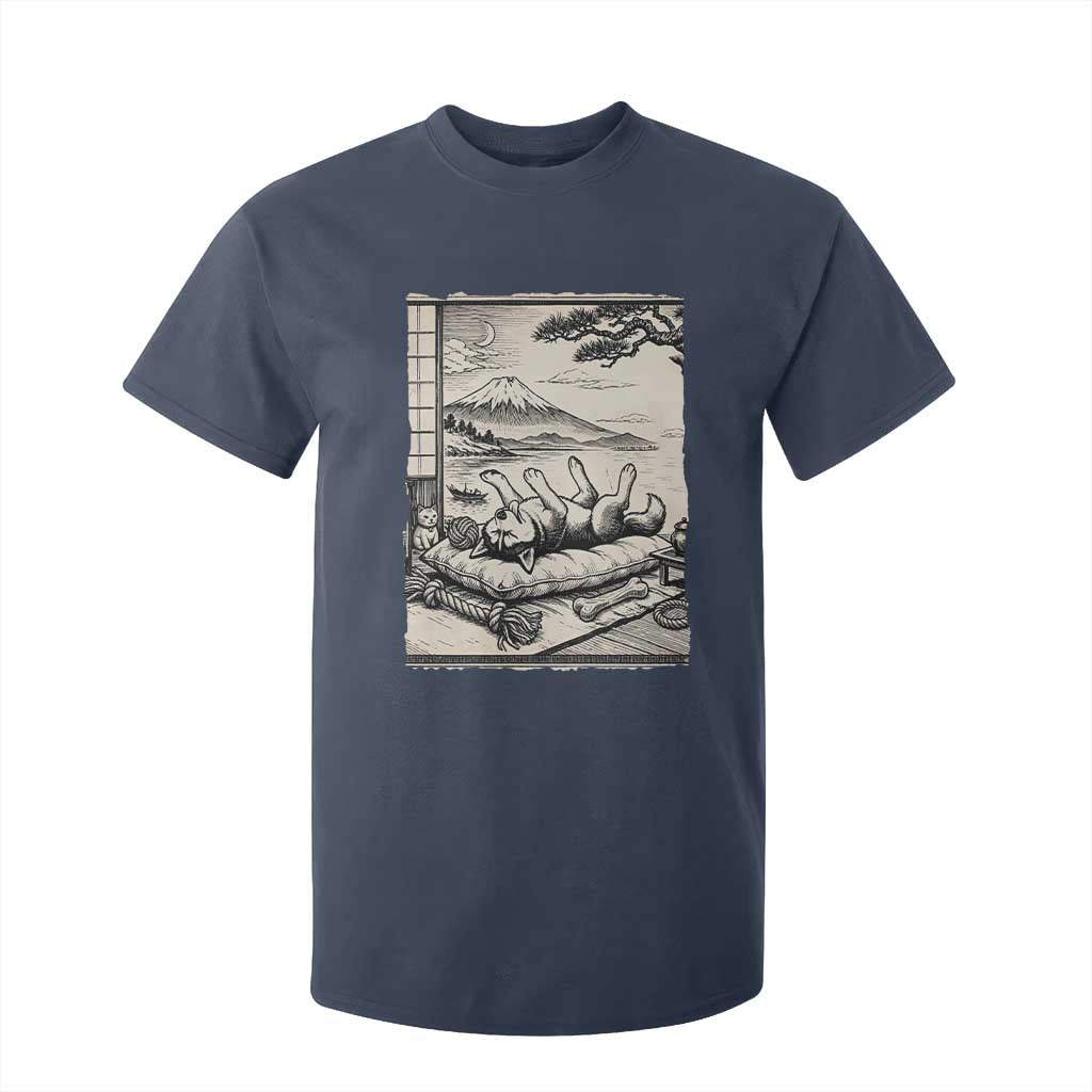 Vintage Japanese Ukiyoe Siberian Husky T Shirt For Kid Cute Sleeping Animal Gift TS12 Navy Print Your Wear