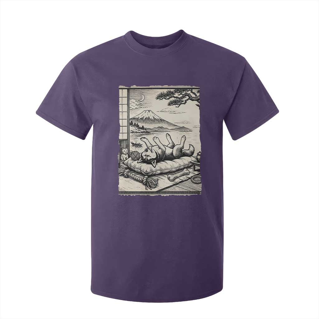 Vintage Japanese Ukiyoe Siberian Husky T Shirt For Kid Cute Sleeping Animal Gift TS12 Purple Print Your Wear