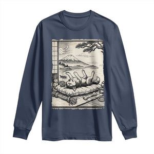 Vintage Japanese Ukiyoe Siberian Husky Long Sleeve Shirt Cute Sleeping Animal Gift TS12 Navy Print Your Wear