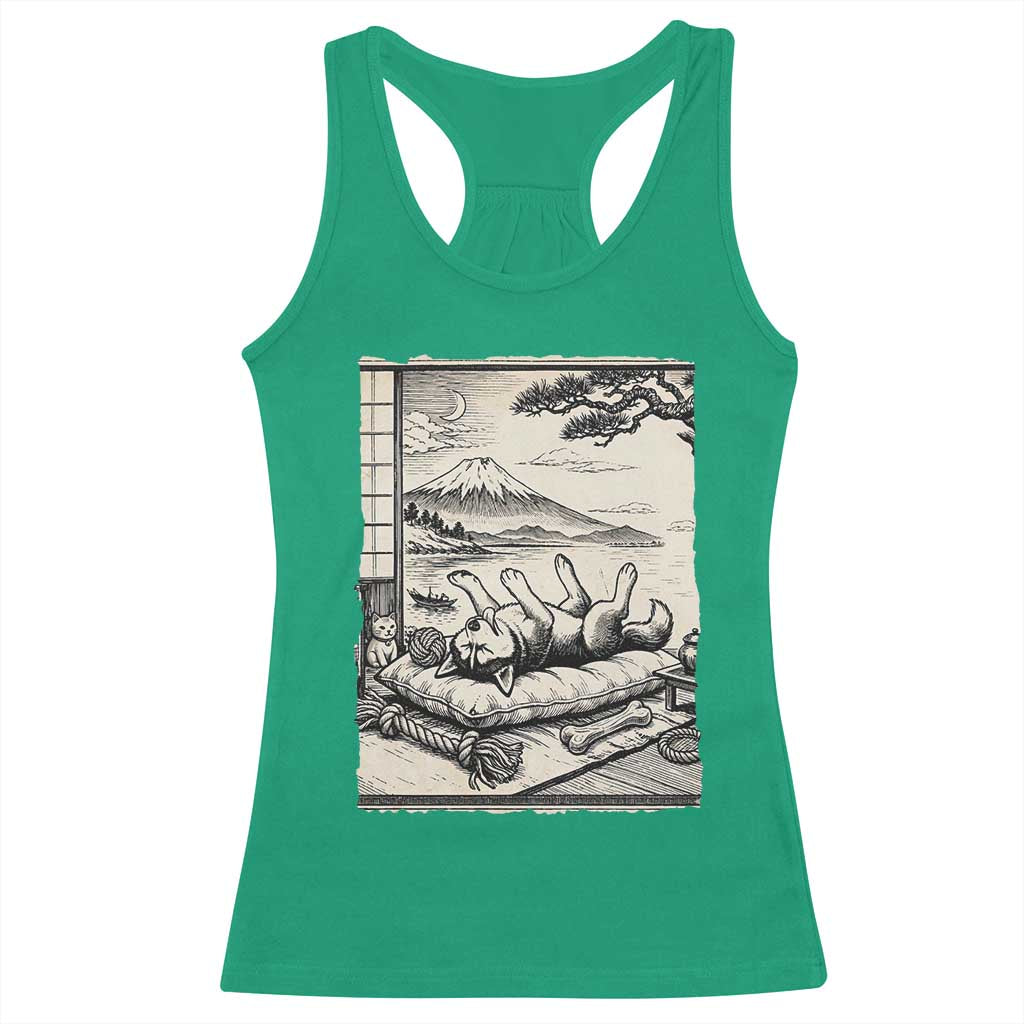 Vintage Japanese Ukiyoe Siberian Husky Racerback Tank Top Cute Sleeping Animal Gift TS12 Irish Green Print Your Wear